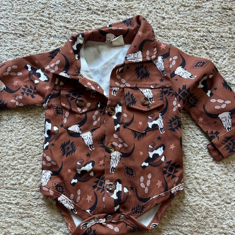 Western Patterned Kids One Piece